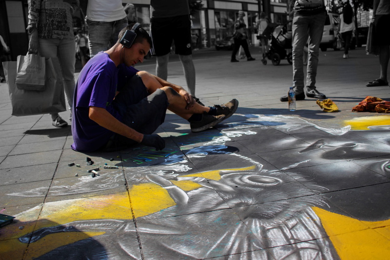 sit, working, real people, incidental people, sitting, alexanderplatz, artist, human, people, street artists, society, artists, headphones, berlin, focused