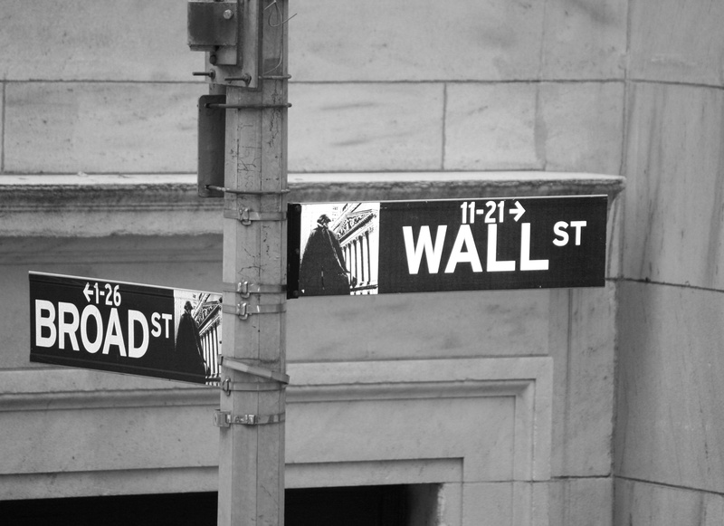 2K, city, text, day, street name sign, street, road, signal, no people, capital letter, in black and white, western script, arrow symbol, wall street