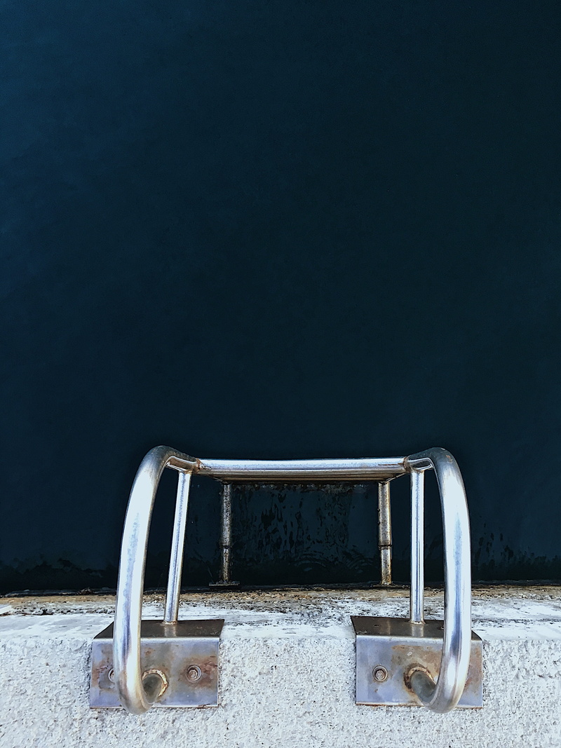 beach, copy space, metal, playground, high angle shot, absence, nature, ocean, wall - building feature, wood - material, blue, land, outdoors, empty, design