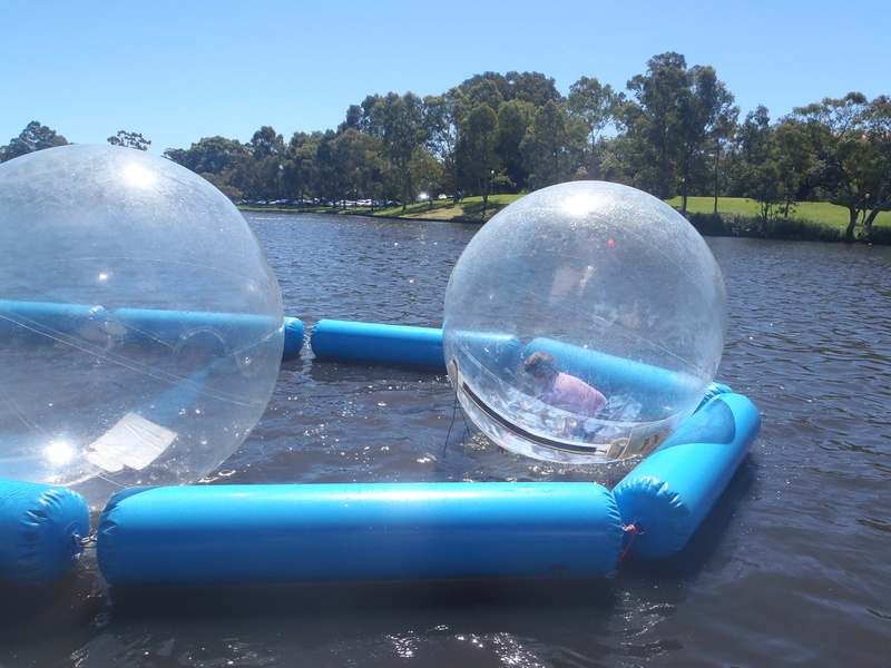 air bubbles, children, sky, beauty in nature, tranquility, inflatable, sunlight, lake, outdoors, silver colored, swimming pool, reflection, water, 2K