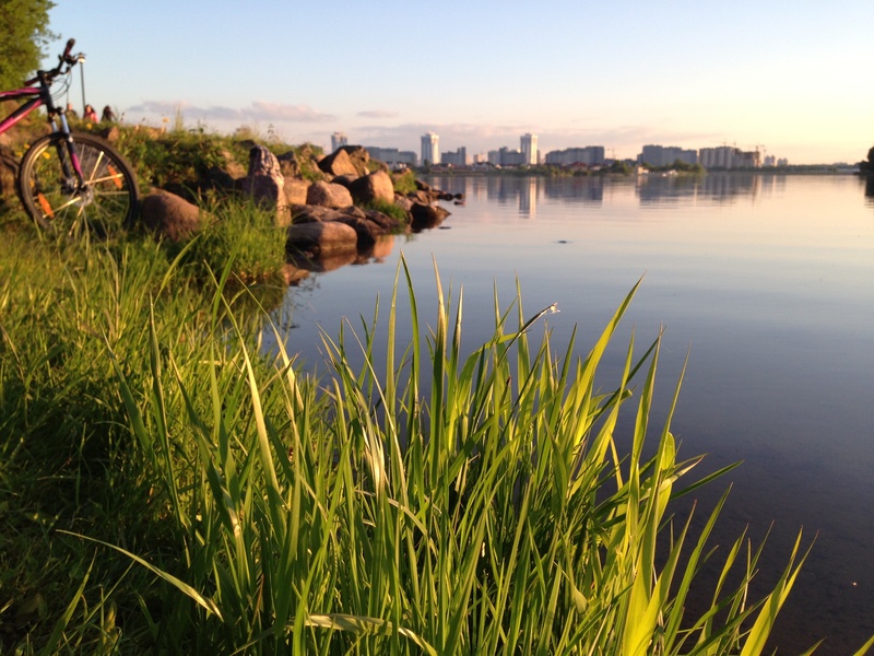 city, waterside, belarus, tranquility, lake, river, natural, built structure, building exterior, 2K, landscape, no people, water, bicycle, beauty in nature