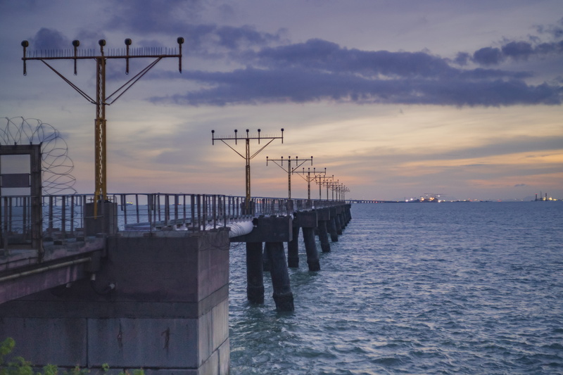 waterside, beach, tranquility, built structure, empty, 5K, ocaen, beauty in nature, transportation system, scenics - nature, ocean, light, dawn, cloud - sky