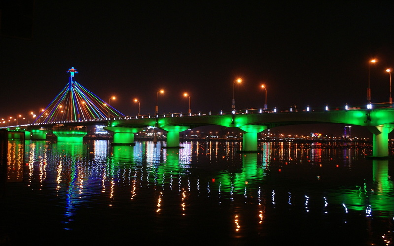 Reflection, Han, Bridge, Water, Illumination, 1080P, River, Beautiful, Night, Korea