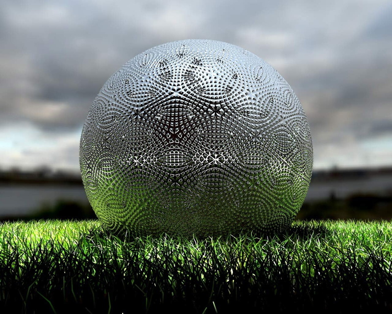 pattern, technology, ornaments, ball, outdoors, nature, backgrounds, sport, safety, focus on foreground, round, decor, 720P, close-up, sky, silver, grass