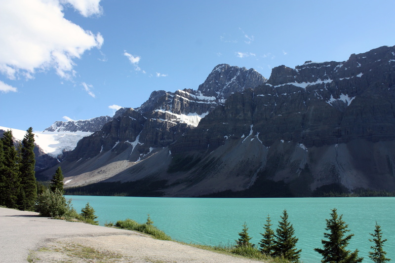 bow lake, dream street, mountain peak, banff, jasper national park, sky, snow, near, national park, highway 93, tranquility, jasper, body, lake, water
