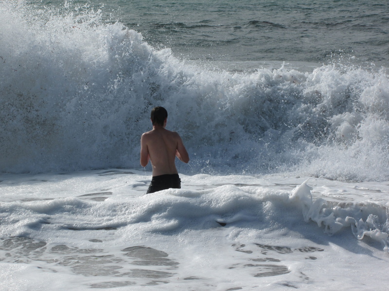 real people, ocean, one person, power in nature, scum, leisure activity, france, lifestyles, wave, bather, splashing, water, beauty in nature, day, men