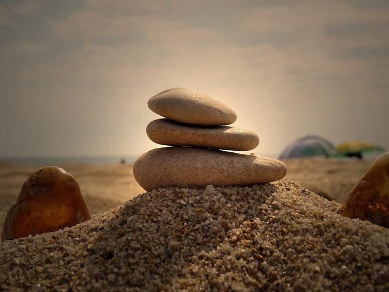 travel, stone - Object, close-up, layer, pebble, sunset, beach, buddhism, relaxation, focus on foreground, tranquil Scene, vacation, ocean, landscape, heap