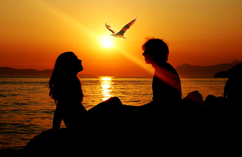 boys, love, adult, silhouette, females, people, land, sitting, sky, real people, vacations, lifestyles, tranquil Scene, 2K, body, girl, sun, relaxation