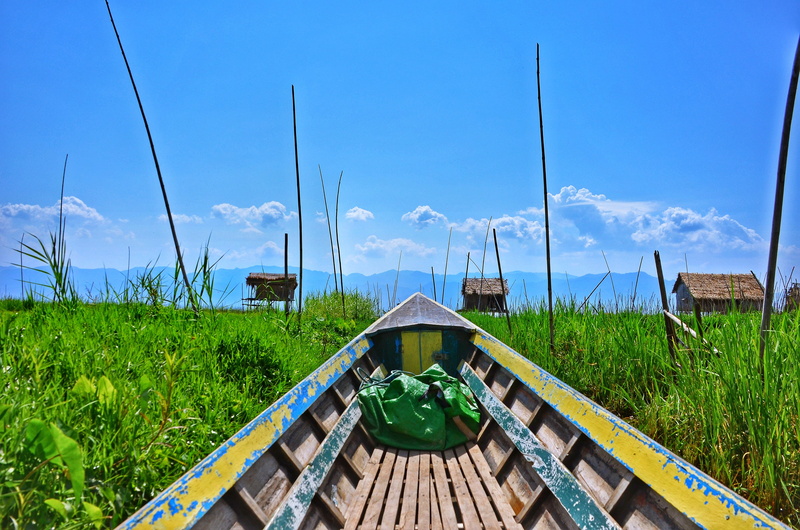 burma, field, outdoors, myanmar, land, architecture, day, transportation, cloud - sky, going, plant, nature, 4K, scenics - nature, boat, sky, water, blue