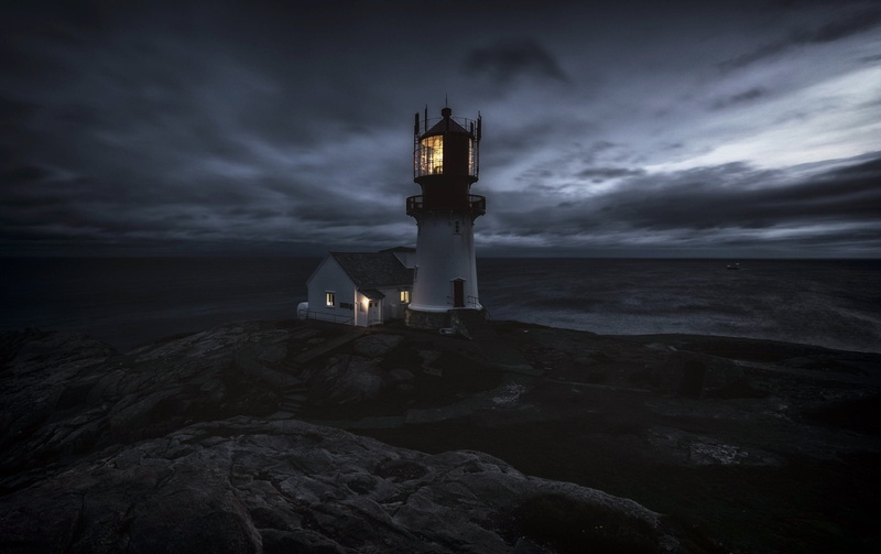 dark, sky, lighthouse, outdoors, 1080P
