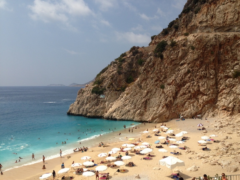 sky, kas, mediterranean, water, sand, ocean, holiday, kalkan, clear, destination, nature, coast, rock - object, formation, seaside, tranquil scene, sunny