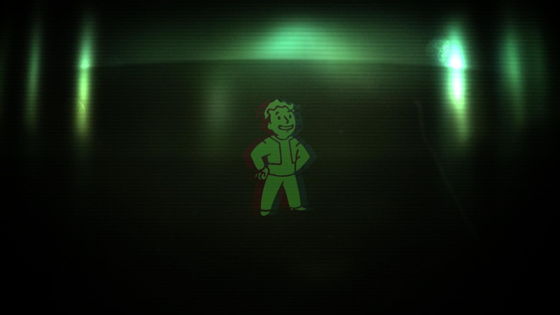 Fallout, 1080P, illuminated, light, wall - building feature, digital art, glowing, night, pedestrian crossing sign, Pip Boy, male likeness, communication