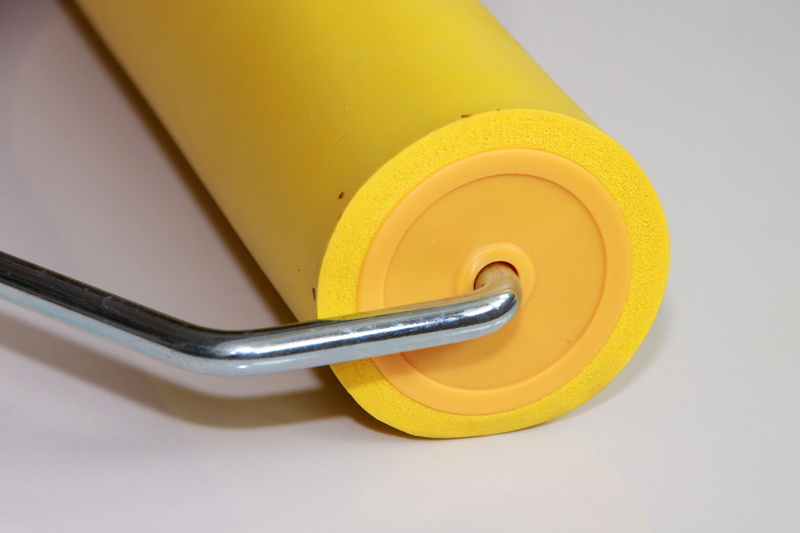 day, housework, work, equipment, office supply, alloy, yelllow paint roller, transportation, studio shot, roller, plastic, construction Industry, indoors