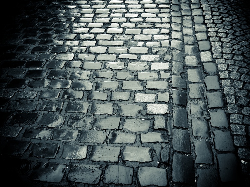 full frame, paving stones, no people, brick, street, ground, architecture, vignette, stones, stone, rain, old town, close-up, cobblestones, cobblestone