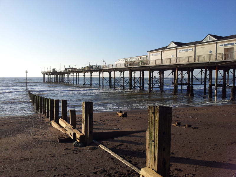 wooden post, british, land, uk, nature, english, shore, teign, tranquility, coastal, sea, sky, devon, pier, wood - material, teignmouth, england, sand