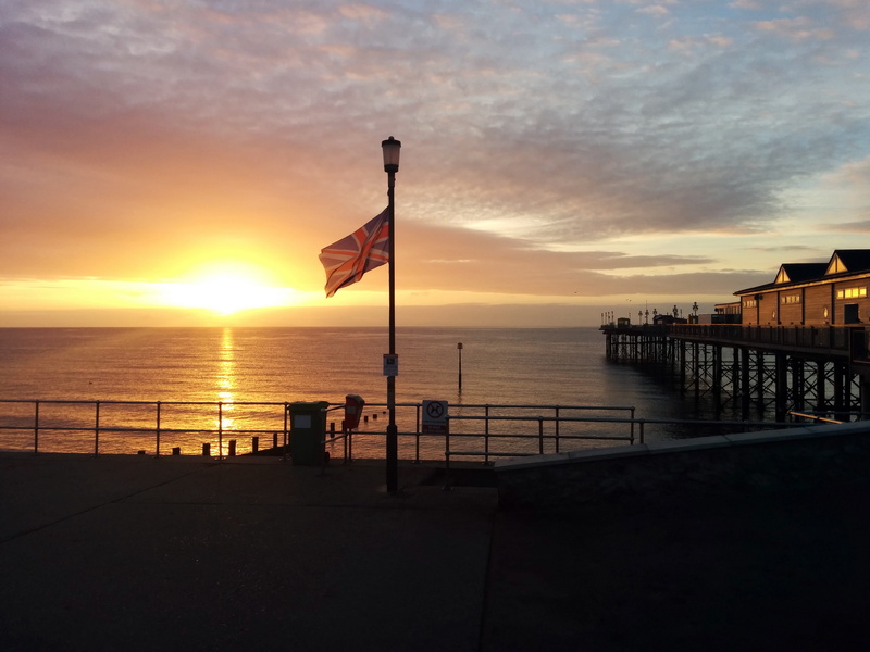 railing, tourism, beach, west, tourist, devon, orange color, shore, pier, sunrise, 4K, sunset, architecture, seaside, south, cloud - sky, resort, english