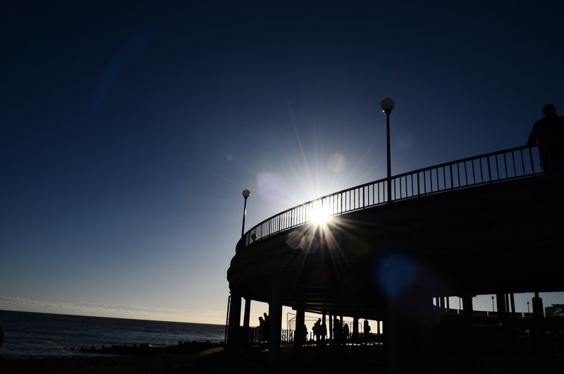 scenic, water, ocean, marine, bridge, pier, outdoors, silhouette, built structure, low angle view, sun, seaside, sunlight, 4K, sunbeam, outdoor, seascape