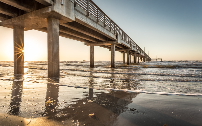 no people, water, 4K, connection, architectural column, architecture, portaransastexas, bridge - man made structure, bridge, underneath, beaches, horizon over water
