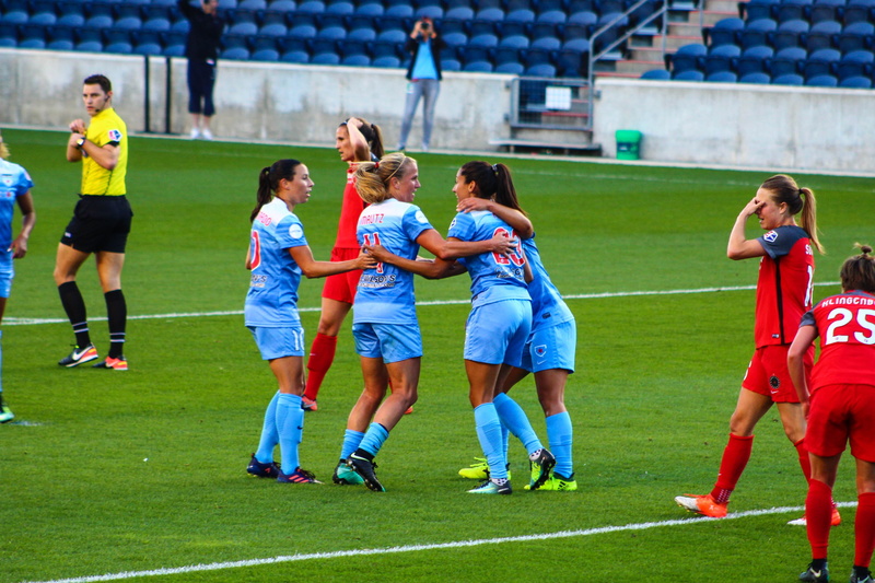 soccer field, score, athletes, sports clothing, defeat, child, women, clothing, soccer team, competition, league, soccer ball, victory, sports equipment