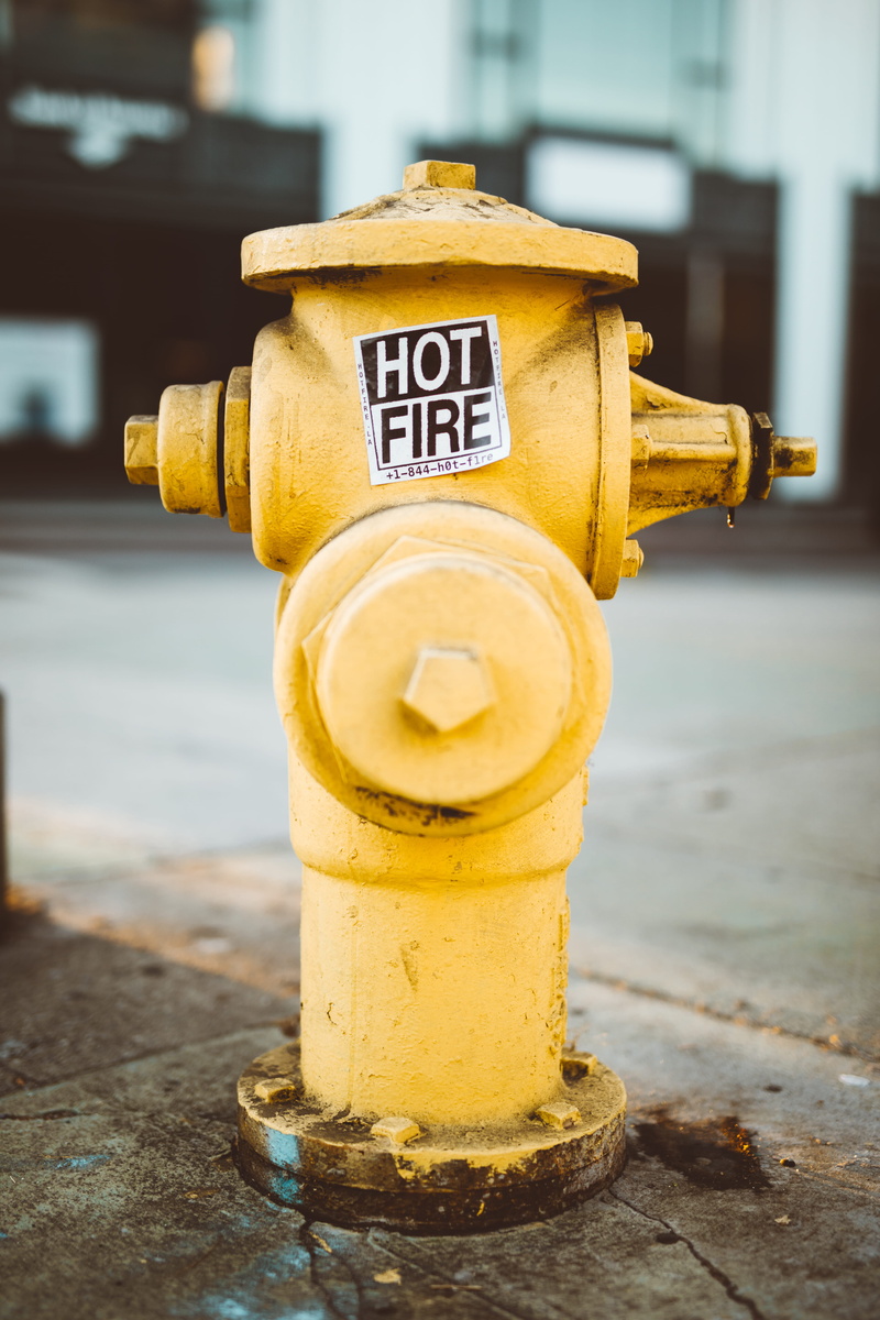 hydrant, fire engine, outdoors, no People, fire Hydrant, sticker, west hollywood, technology, street, weho, construction Industry, urban Scene, 5K, fire fighter