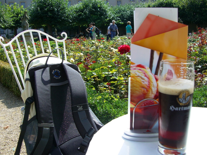 idyll, outdoors, freshness, garden table, rose garden, refreshment, break, incidental people, black color, grass, table, food and drink, lifestyles, bamberg