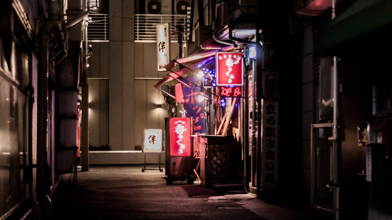 food, text, nightttime, transportation, establishment, 2K, flag, aircon, communication, outdoors, road, full length, light, night, white, outside, one woman only