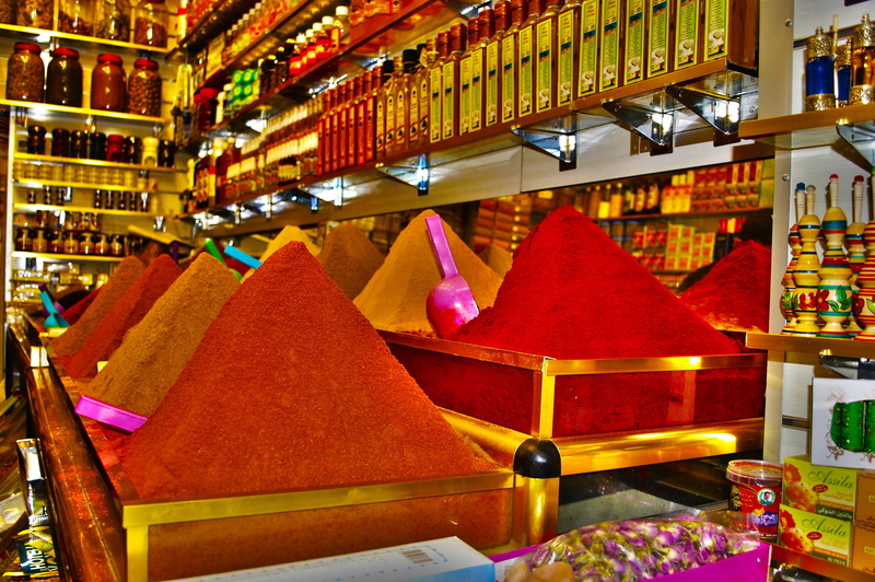 spices, no people, condiments, for sale, large group of objects, illuminated, liquor, souk, market, decoration, brown, shop, colors, indoors, container