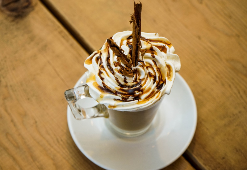 cream, pottery, glass, ice cream, food, 5K, hot drink, table, temptation, spoon, kitchen utensil, cup, sweets, whipped cream, coffee, wood - material