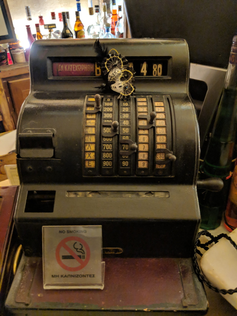 antique, indoors, business, retro styled, old, machine part, text, close-up, cash register, equipment, technology, brettos, machinery, finance, number