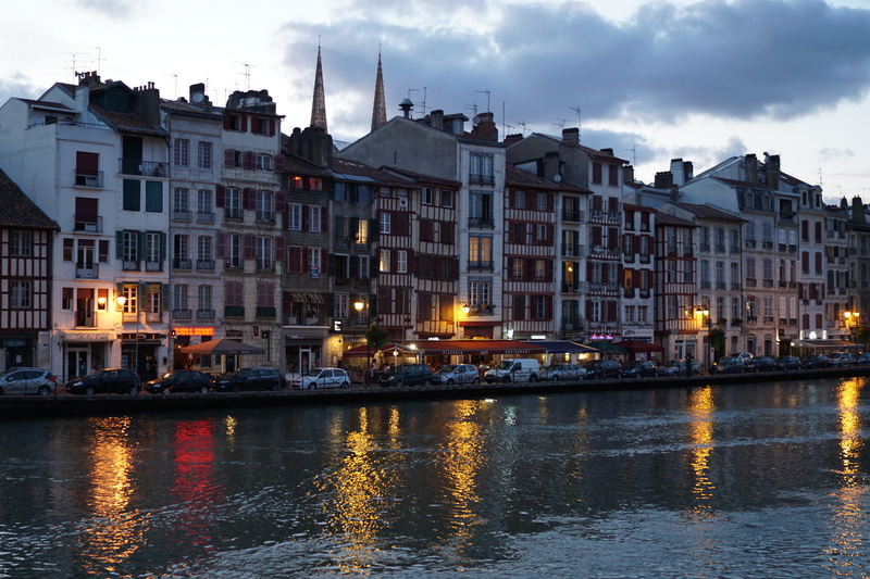 transportation, houses, architecture, illuminated, built structure, residential district, pays basque, nature, city, nautical vessel, night, church, dusk