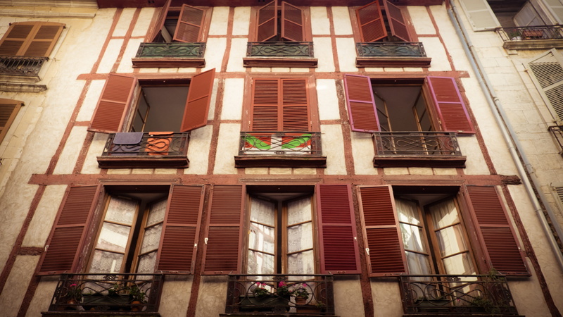 home, wall, residential district, facade, window, old, fachwerk, architecture, wroughtiron, building, house, outdoors, nature, antique, 4K, french, flag