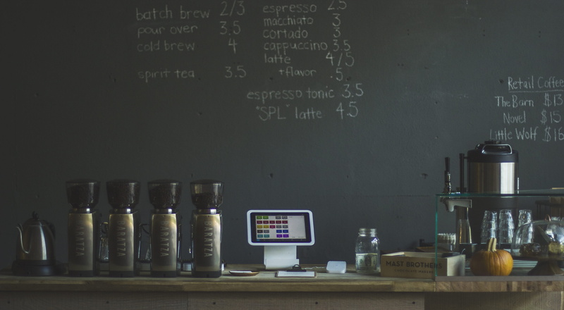 western script, blackboard, coffee house, workspace, equipment, interior, arrangement, 5K, table, wall - building feature, close-up, architecture, shop