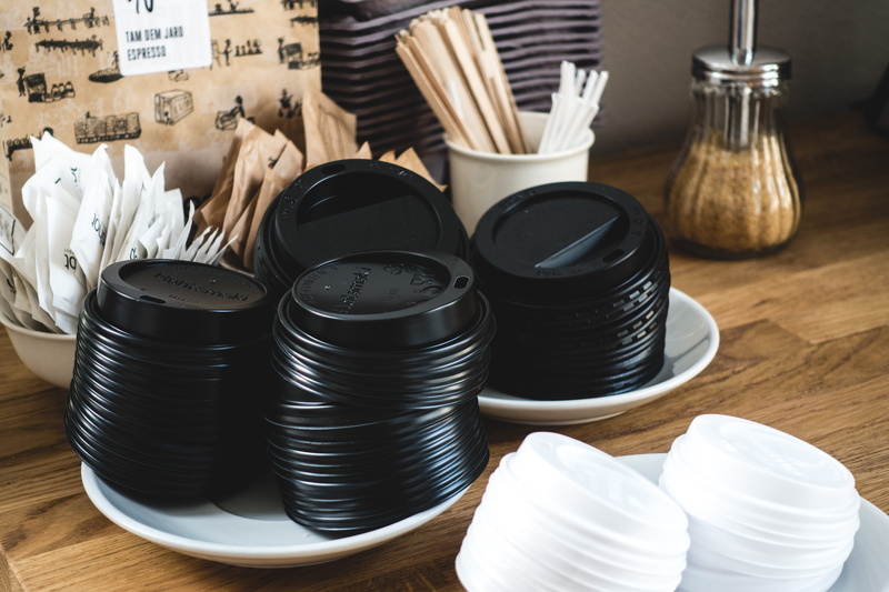 still life, table, lids, business, czechia, wood - material, paper cup, takeaway, kitchen utensil, large group of objects, café, no people, 5K, coffee