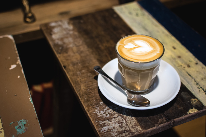 kitchen utensil, hot drink, wood - material, la bohème café, czechia, frothy drink, close up, latte, cup, coffeeshop, flatwhite, latte art, coffee, saucer