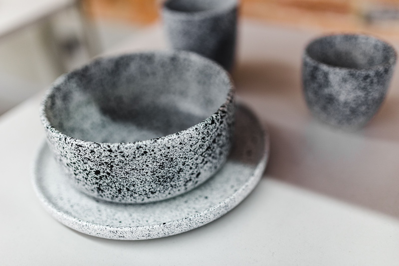 still life, dishes, crockery, close-up, tablecloth, tea - hot drink, food, gray, table, focus on foreground, no People, kitchen utensil, ceramic, cup, tea cup