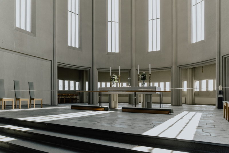 built structure, window, gray, bench, indoors, wood - material, urban, house, absence, hall, hallgrimskirkja, chair, table, iceland, villa, worship, empty