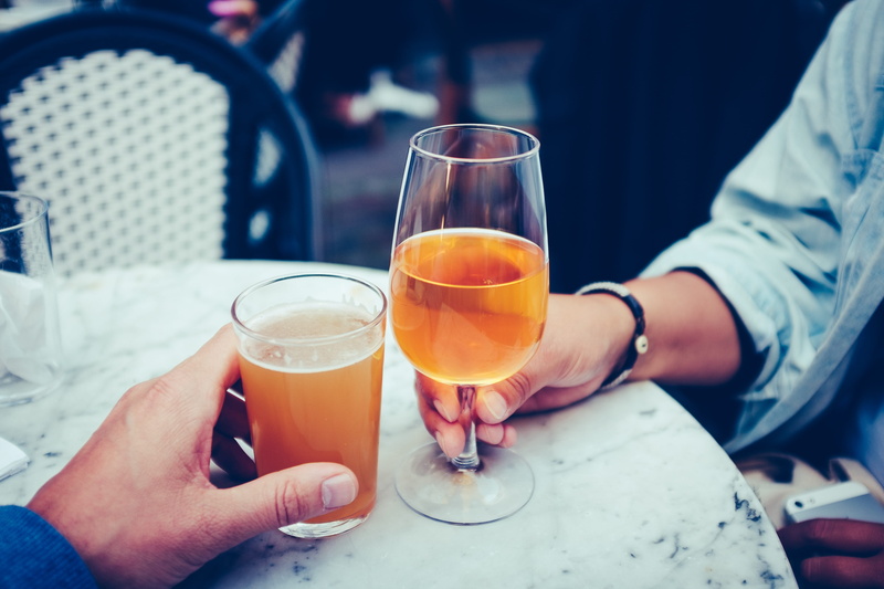 lager, unrecognizable Person, beer - Alcohol, males, celebration, holding, orange, restaurant, two, liquid, clear, people, 4K, close-up, drinking, human Hand
