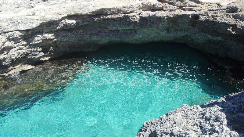 rock, land, 4K, outdoors, blue, scenics - nature, cala, nature, idyllic, rock formation, paradise, Sea, tranquility, Malt, Paradise, high angle view, Beach