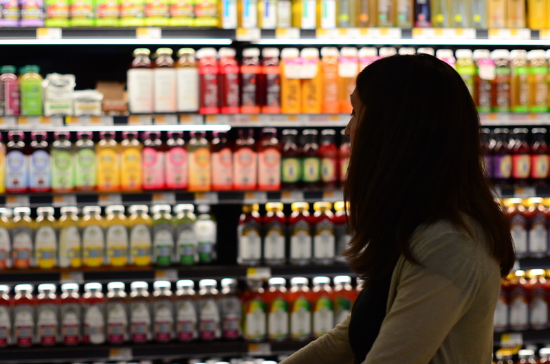 Grocery, 4K, Bottle, Store, Woman, beverage, indoors, women, store, groceries, customer, Shopping, adult, food and drink, grocery, shelf, one person, drink