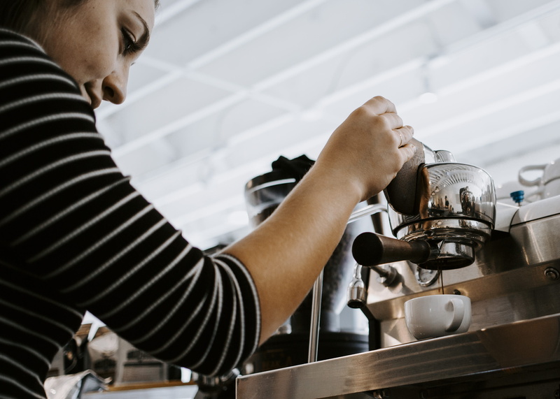 holding, food and drink, drink, female, coffeemaker, one person, slayer, concentration, latte, metal, coffee machine, coffee maker, coffee - drink, coffee