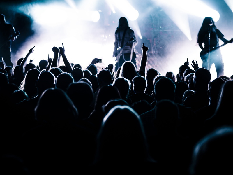 illuminated, two, nightlife, man, tour, event, live concert, stage - performance space, audience, fans, stage, artists, guitars, crowd, rock and roll, positive emotion