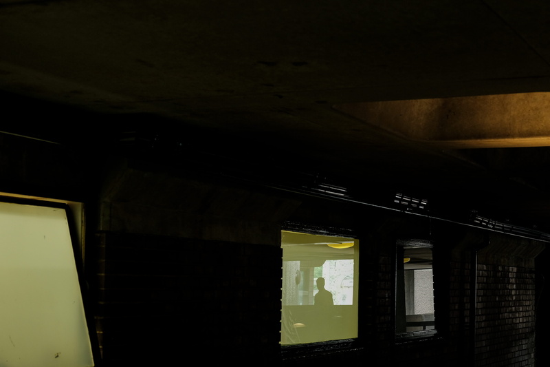 low angle view, built structure, window, theater, human, cinema, subway, train, wall, day, train station, illuminated, display, 5K, architecture, absence