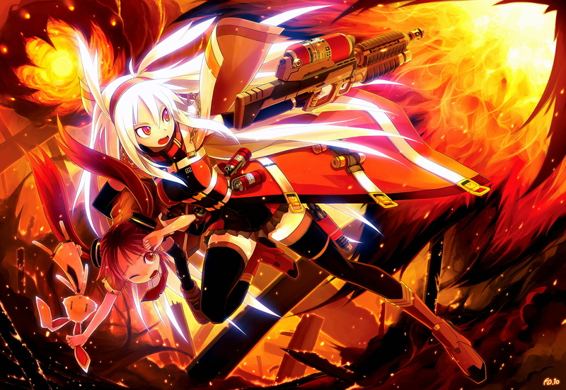 720P, gun, bail, fire, thighhighs, original, weapon