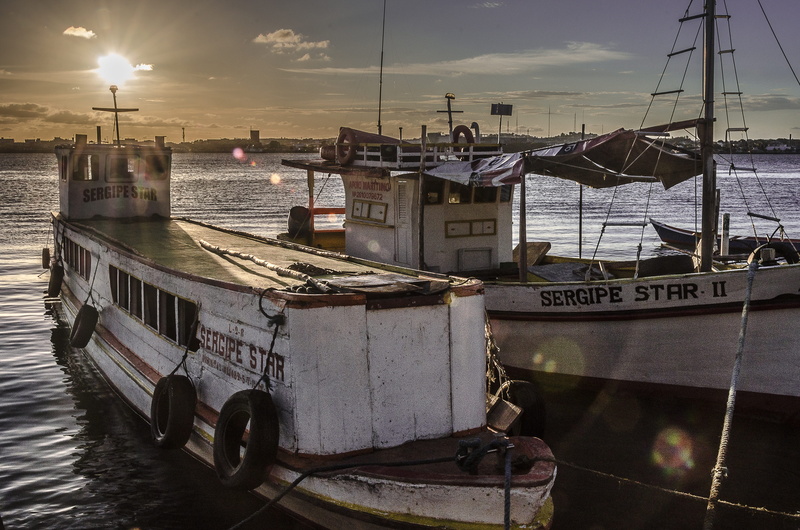 fishing industry, boats, sea, city, sailboat, 4K, mode of transportation, Sergipe, outdoors, Aracaju, building exterior, sunset, no people, sky, water