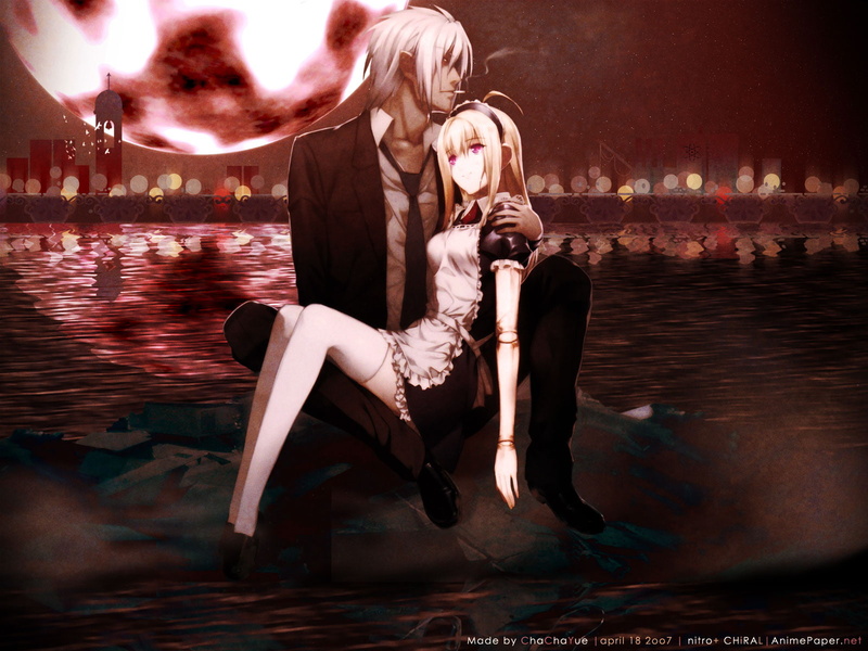 tagme, 720P, long, short, maid, anna, white, tie, character, luce, blonde, signed, red, moon, hair, della, luna, eyes, cigarette, carnevale, water