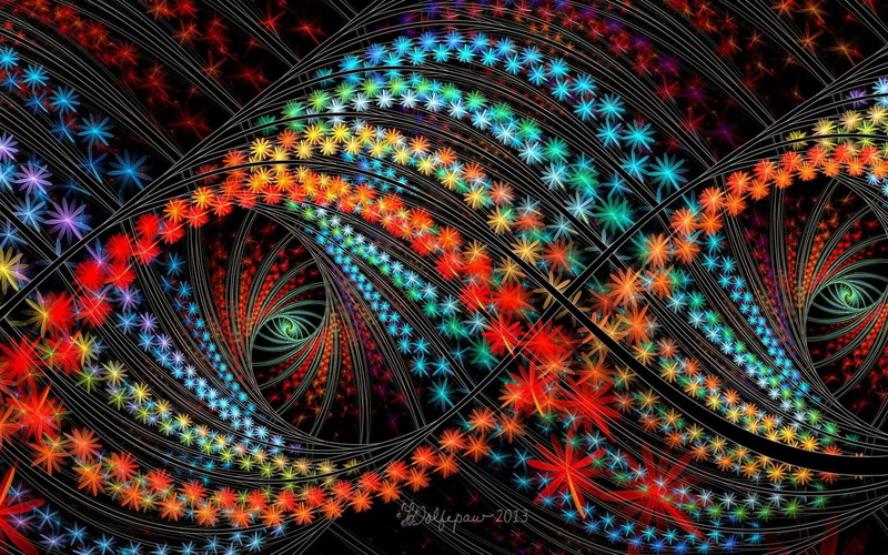 1080P, colores, abstracto, fractal, luces