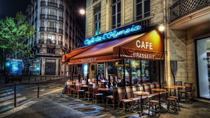 blurred motion, city, illuminated, bar - drink establishment, building exterior, seat, motion, Hdr, outdoors, business, restaurant, cafe, Street, dusk
