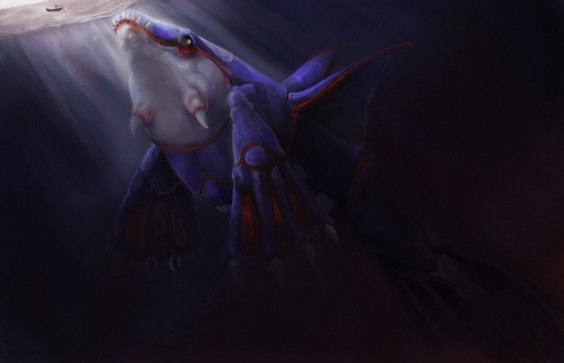 blue, Pokémon, creature, Kyogre (Pokémon), Legendary Pokémon, white, 1080P