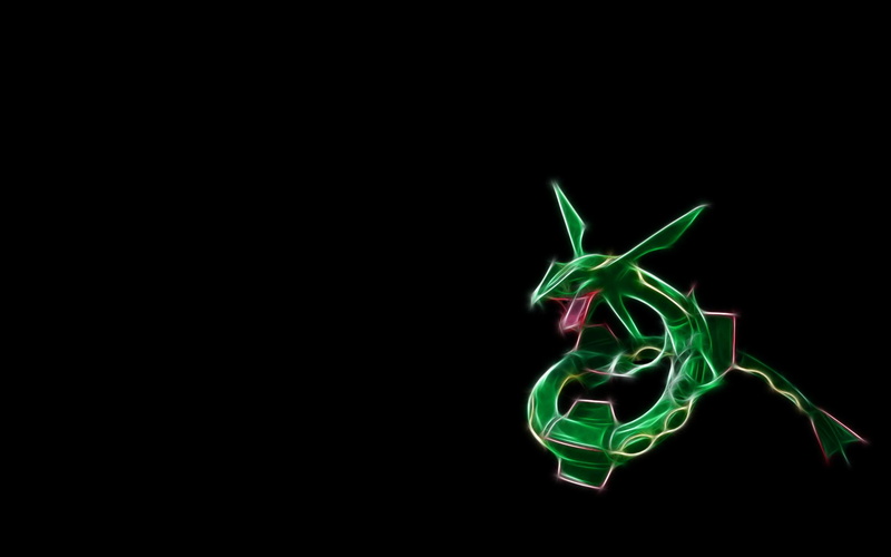 anime, 1080P, black, background, rayquaza, black background