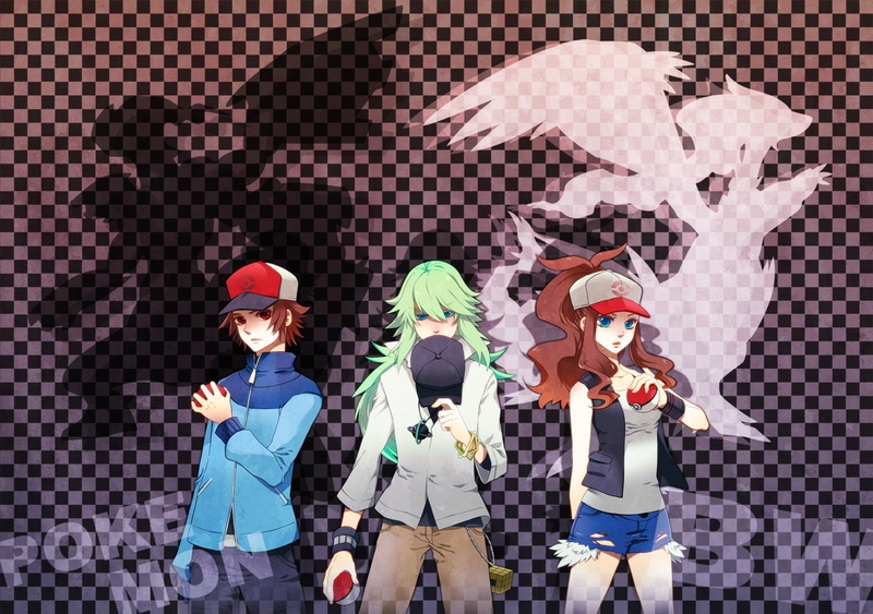 child, Zekrom (Pokemon), Pokémon, three quarter length, childhood, Reshiram (Pokémon), nature, pre-adolescent child, boys, group of people, Pokemon: Black and White